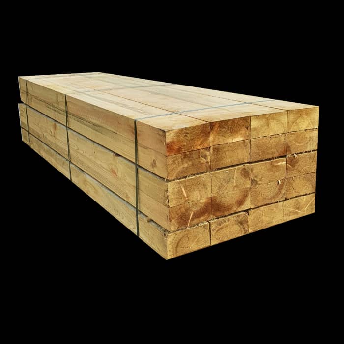 Lot de 20 traverses en bois vert traité UC3 | 2,4 m x 200 mm x 100 mm